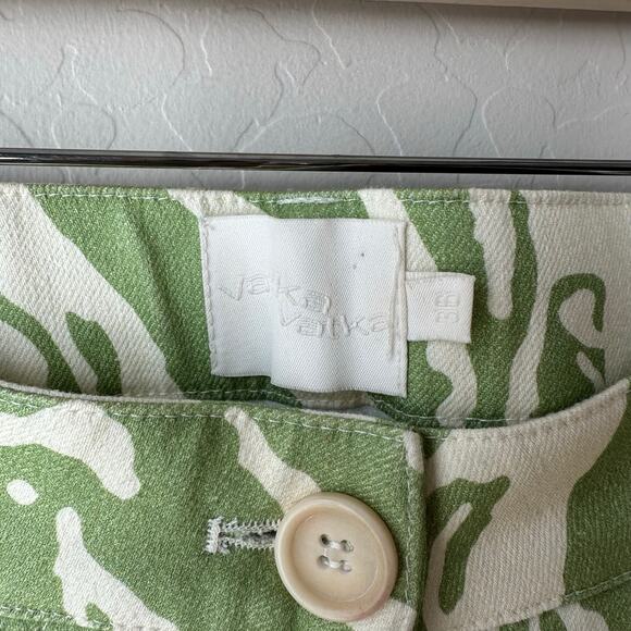 Vatka Vatka Pants Lokum Green & Cream Swirl Printed Straight Leg Trousers Size 4 - Picture 5 of 7
